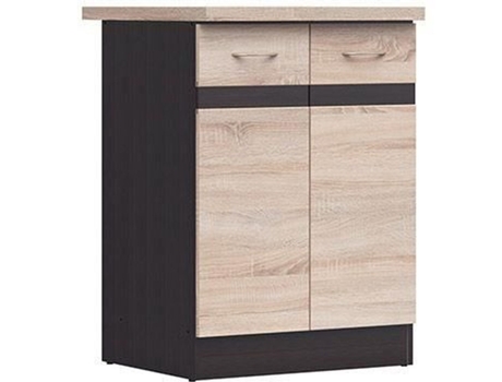 Mueble bajo de cocina 60 cm - 2 Puertas - Encimera - Roble Sonoma AUCUNE