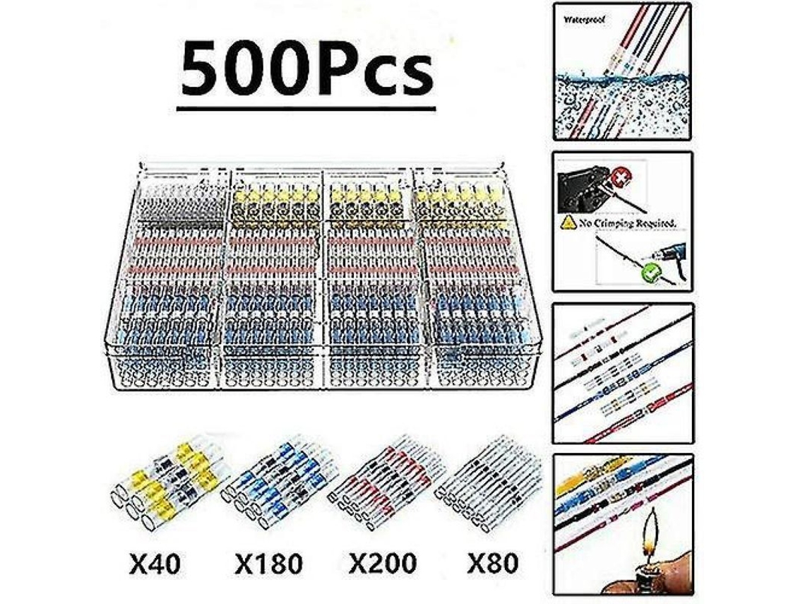500 piezas de tubo termorretráctil para soldadura eléctrica Maidodo, impermeable para cables y conectores.