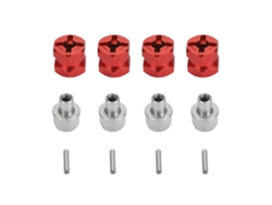 4 Extensores De Buje Hexagonales De 12 Mm Para Coches Rc A Escala 1/10 Axial Traxxas Hsp Redcat Tamiya Hpi Aluminio Rojo