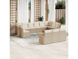 Conjunto de 13 sofás de jardín con cojines de mimbre beige de DKD Home Decor