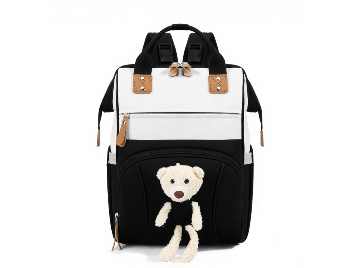 Bolsa de pañales grande con correas para cochecito, ideal para mamás y papás (negro) Eifson