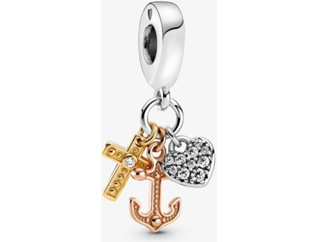 Charm PANDORA Cruz, Corazón y Ancla (Plata - Plateado y Dorado - Talla Única)