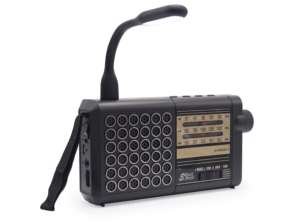 Radio solar AM/FM recargable con conexión telefónica y función manos libres