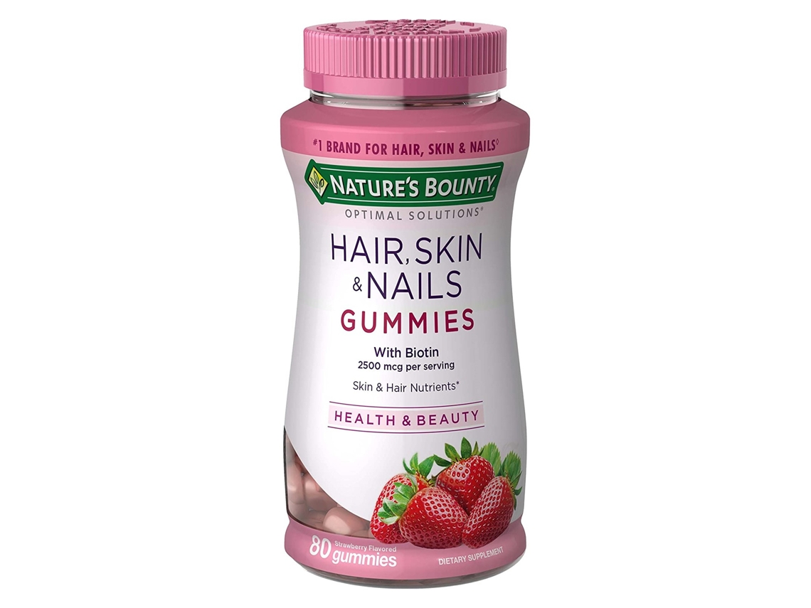 Gomitas para Cabello, Piel y Uñas Fresa 80 Gomitas NATURE'S BOUNTY
