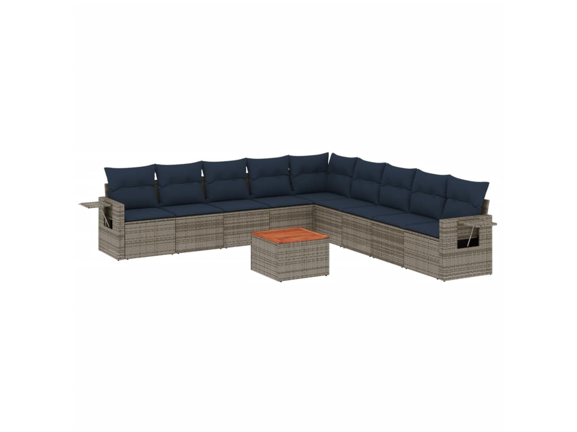 Maison Exclusive - Conjunto De Sofá De Jardín De 10 Piezas Con Cojines, Poliratán Gris