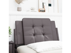 Cabecero De Cama Acolchado Cuero Sintético Gris 80 Cm