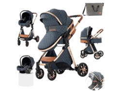 Cochecito de bebé 3 en 1 con asiento de coche Trio Nacelle, reversible, ajustable, de alta calidad, ruedas irrompibles, color azul. bazarland30 POS