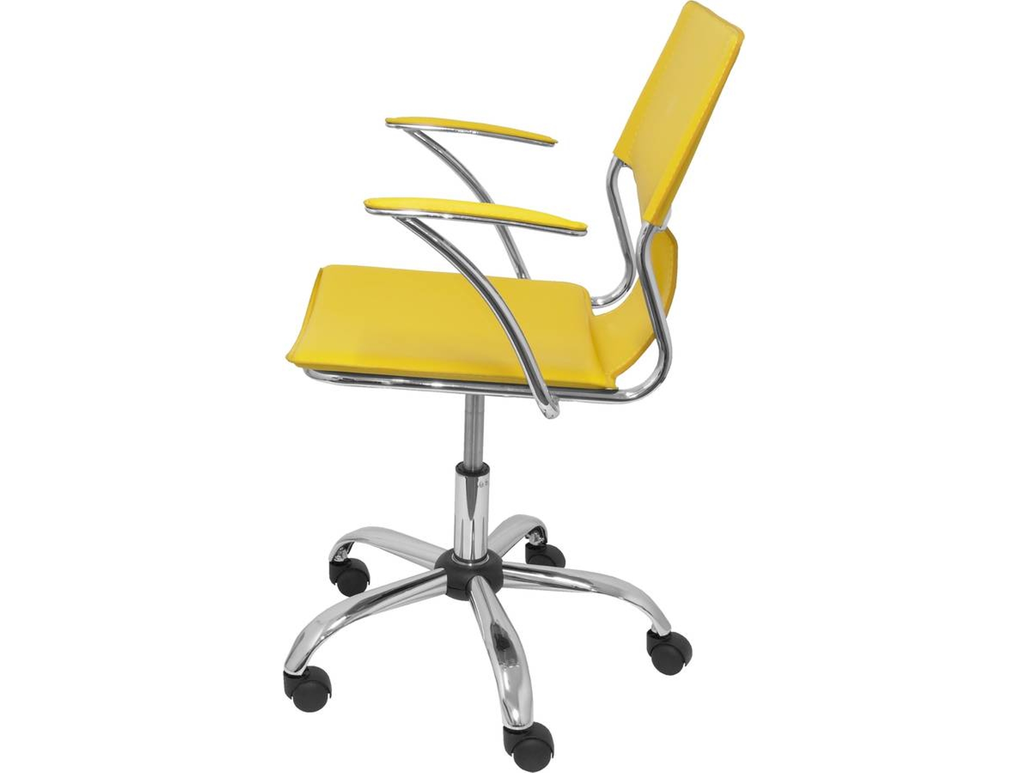 Silla de Escritorio Operativa PYC Bogarra Amarillo (Brazos Fijos - Piel Sintética)