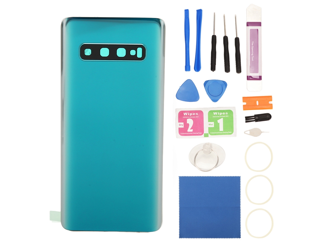 Tampa De Vidro Traseira Para Samsung Galaxy S10 G973 Com Lente Câmera E Fita À Prova D'água Verde