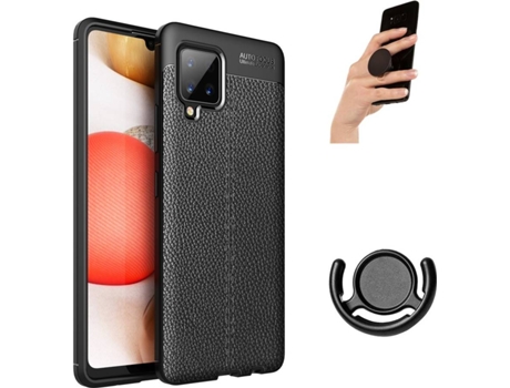 Carcasa, Popsocket y Soporte Samsung A42 Rugged Leather Negro