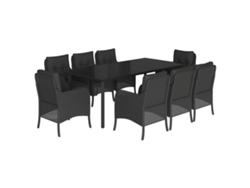 Maison Exclusive - Set De Comedor De Jardín 9 Pzas Y Cojines Ratán Sintético Negro