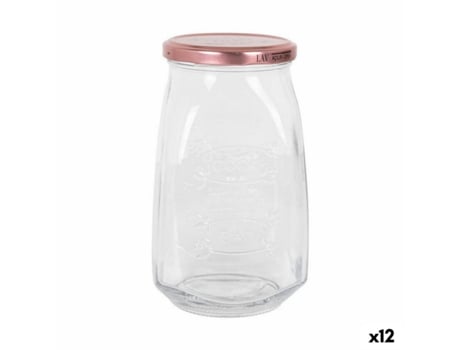 Tarro de Cristal Transparente INDE Tasty Con Tapa 1,05 L (12 Unidades)