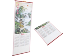 Juego de 2 calendarios de pared 2025, Año de la Serpiente, calendario tradicional chino en papel imitación ratán con Gokoco