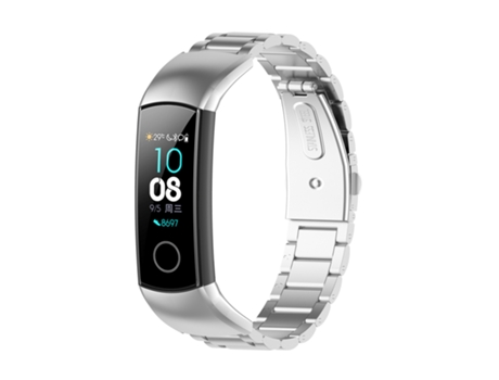 Correa de reloj inteligente para Huawei Honor Band 4 (CRS-B19) / Honor Band 5 (CRS-B19S) Pulsera de acero con tres cuentas (Plata)