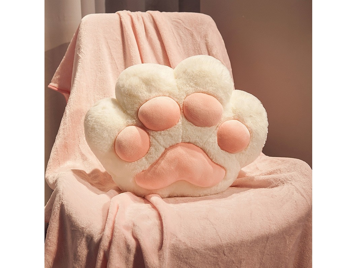 Aquecedor De Mãos Digitallab Almohada De Peluche Con Forma De Pata De Gato Y Manta De 1,7 M (blanca)