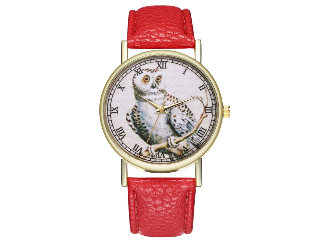 Elegante Reloj De Pulsera De Cuarzo De Moda Para Hombres Y Mujeres, Con Estampado De Dibujos Animados, Color Rojo.