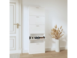 Mueble Zapatero | Armario Zapatero Madera Contrachapada Blanco Brillo 59x17x169 Cm