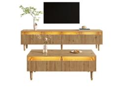 Soporte Para Tv Led Dorado, Mesa De Centro De Madera, Elegante Conjunto Para Sala De Estar