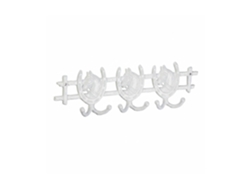 Cavalete Para Bengaleiro Relaxdays, Ferro Fundido, 11 X 36,5 X 3,5 Cm, 6 Ganchos, Prateleira De Parede, Branco