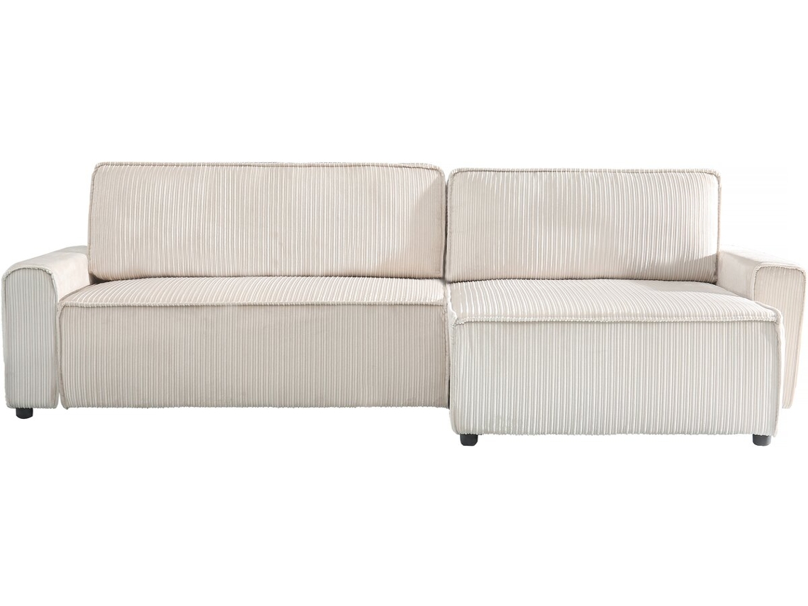 Sofá esquinero convertible y reversible de pana "Montaigne" - 3 plazas - Beige