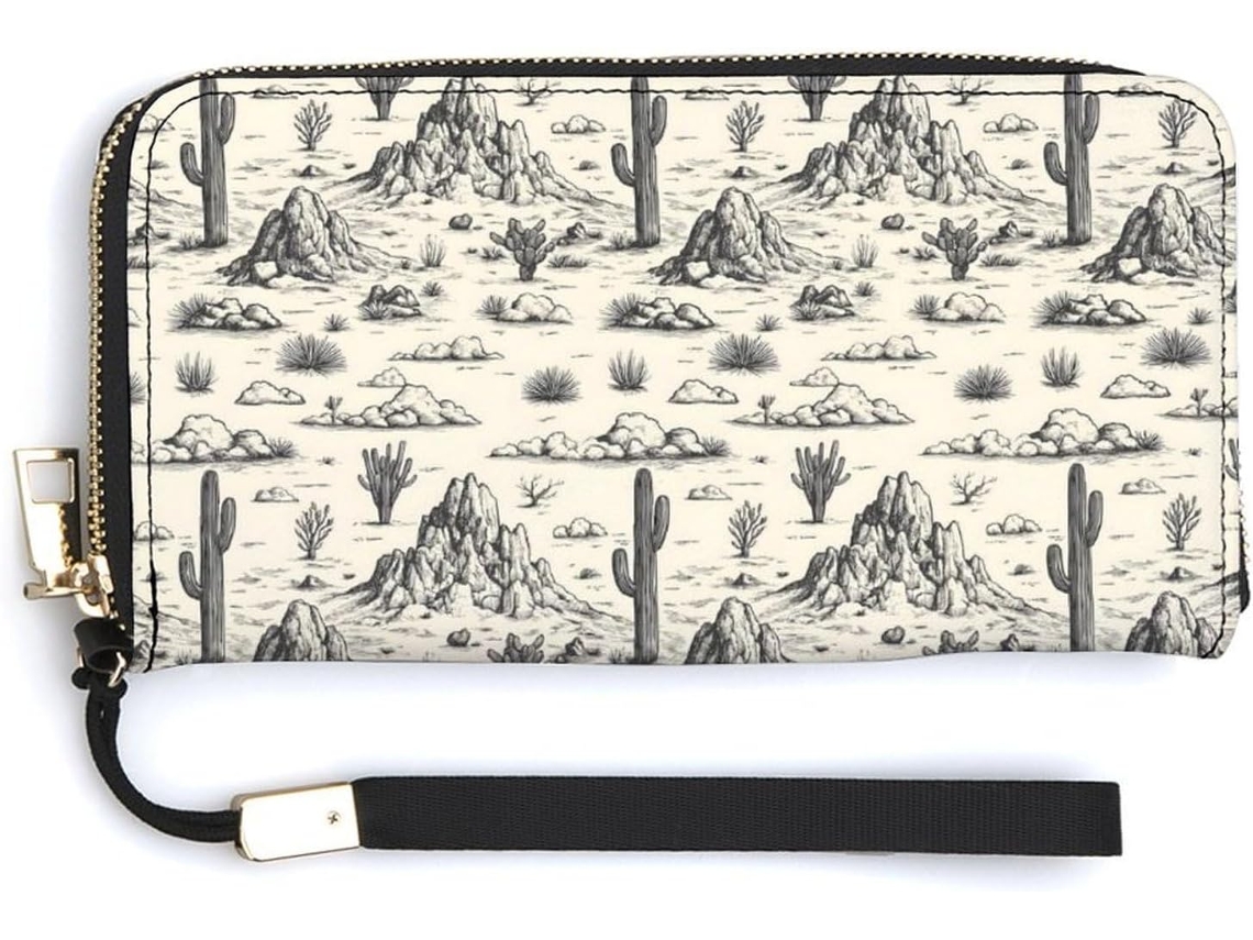 Cartera Cuero Con Cremallera Para Mujer Diseño Estampado