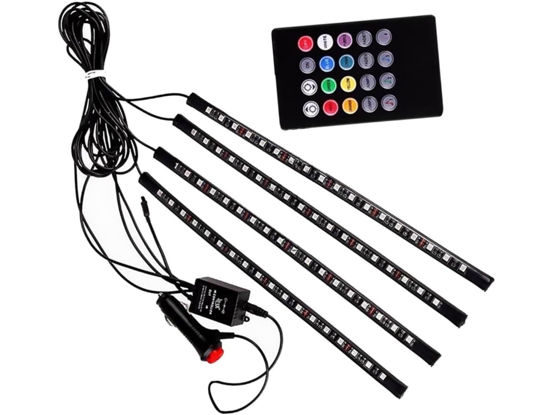 Luz Ambiental Led Para Coche De 10 W, Con Tira De Silicona Negra Y Cobre.