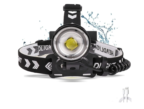 Linterna frontal LED Recargable USB Potente XHP90 Linterna frontal, súper brillante 15000 lúmenes Linterna frontal Zoomable 3 modos (Negro) BISBISO...
