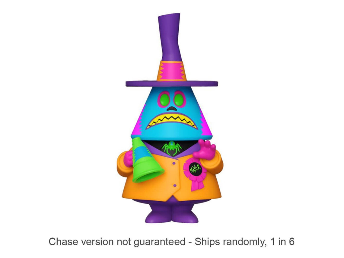 La figura Funko de Tnbc Mayor Black Light Vinyl Soda Chase se envía 1 en 6 LA PESADILLA ANTES DE NAVIDAD