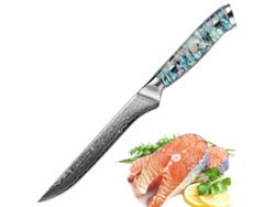 Cuchillo multiusos, acero de Damasco, mango ergonómico de abulón, verde 2
