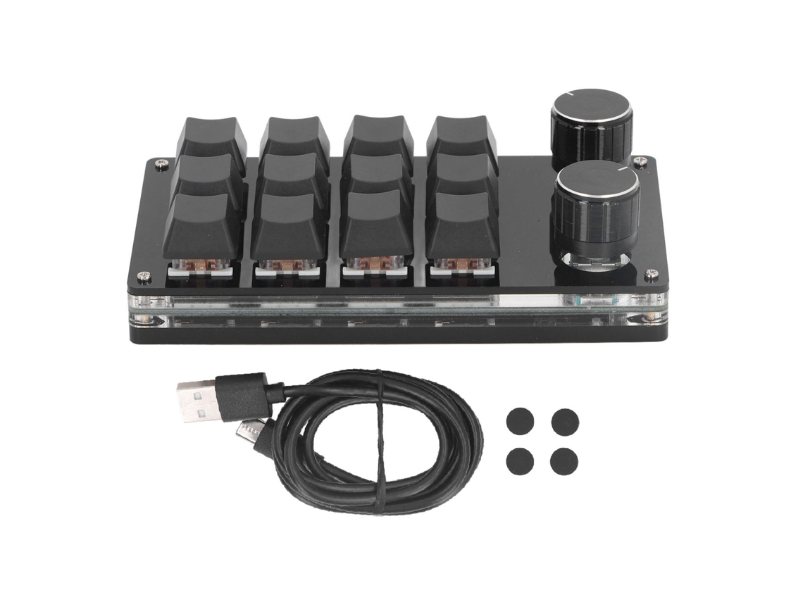 Teclado Mecánico Para Juegos Con Macro, 12 Teclas, 2 Botones Programables, Interruptores Rojos.