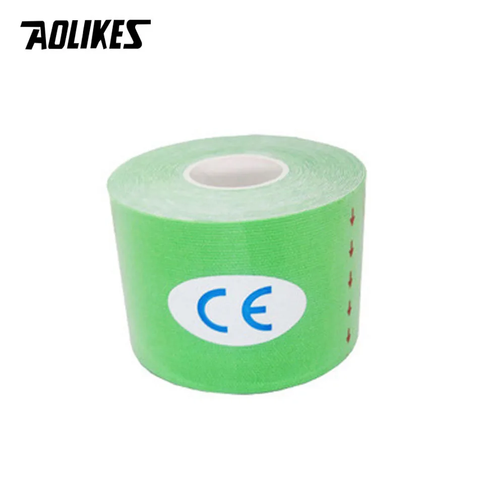Cinta de compresión cinestésica (verde claro, tamaño 10 cm x 5 m), transpirable e impermeable, alivia el dolor muscular.