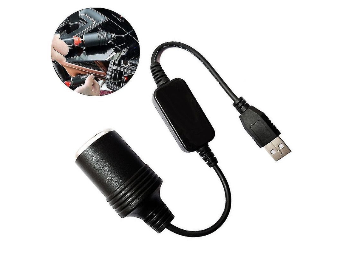 Adaptador Convertidor Usb A Toma De Mechero Hembra De 12 V Con Cable De Alimentación Para Coche