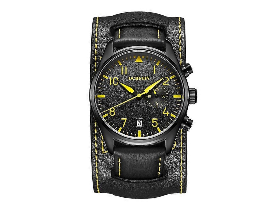 Reloj de pulsera multifuncional de cuero Ochstin 7228, modelo de negocios, resistente al agua, de cuarzo, Hengrongshen