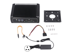 Mini PC industrial sin ventilador de 4 GB y 128 GB con enchufe británico.