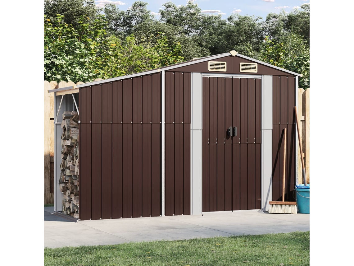 Abrigo De Jardim 277x93x179 Cm Aã§o Galvanizado Castanho Dkd Home Decor