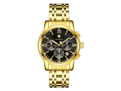 Reloj De Pulsera Analógico De Cuarzo Con Correa De Pu Ajustable Impermeable Negro Y Oro
