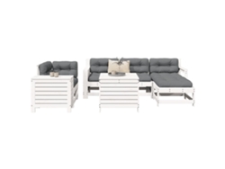 Conjunto de sofás de jardín de 7 piezas en pino macizo y blanco DKD Home Decor