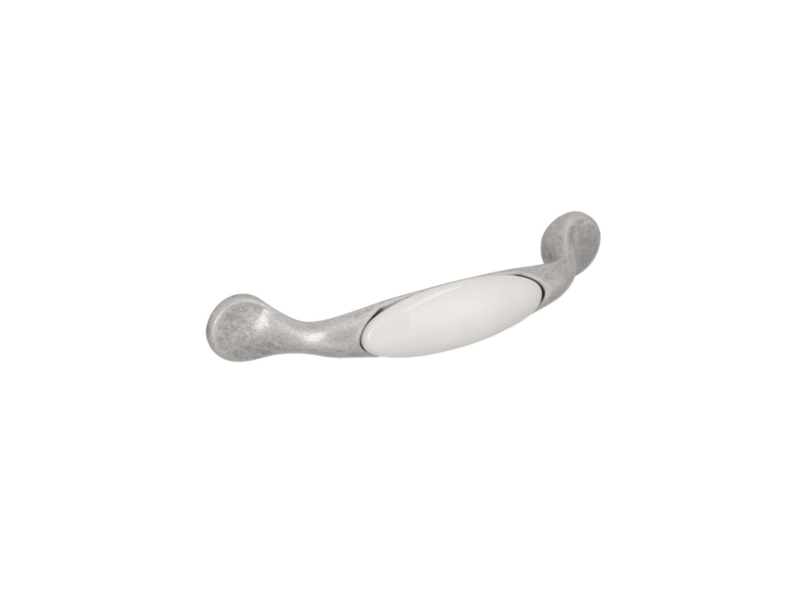 Tiradores para muebles HARDWAREXCHANGE en Zamac y Porcelana con una separación entre centros de 96 mm, acabado cepillado, juego de 25 unidades.