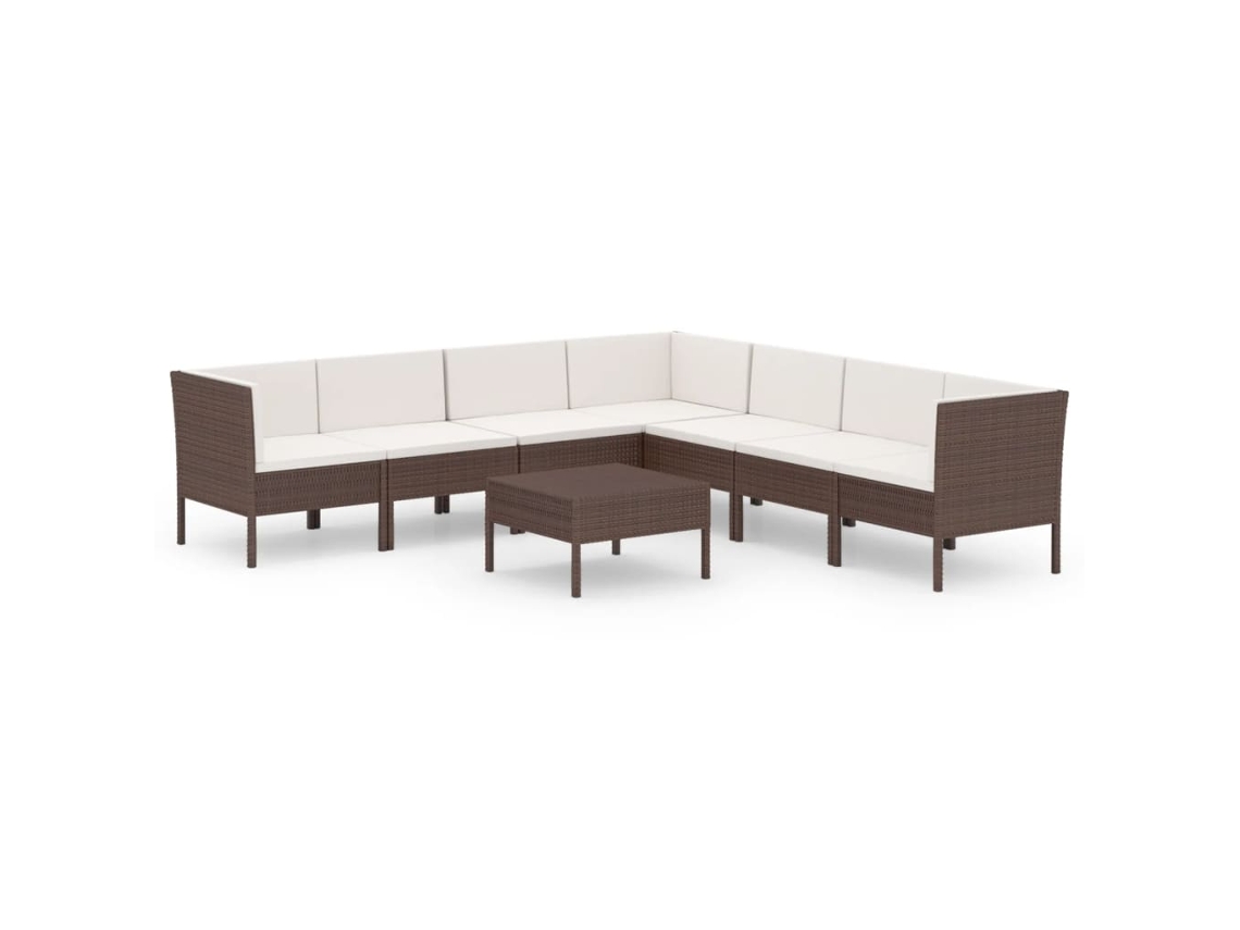 Maison Exclusive - Set Muebles De Jardín 8 Pzas Y Cojines Ratán Sintético Marrón