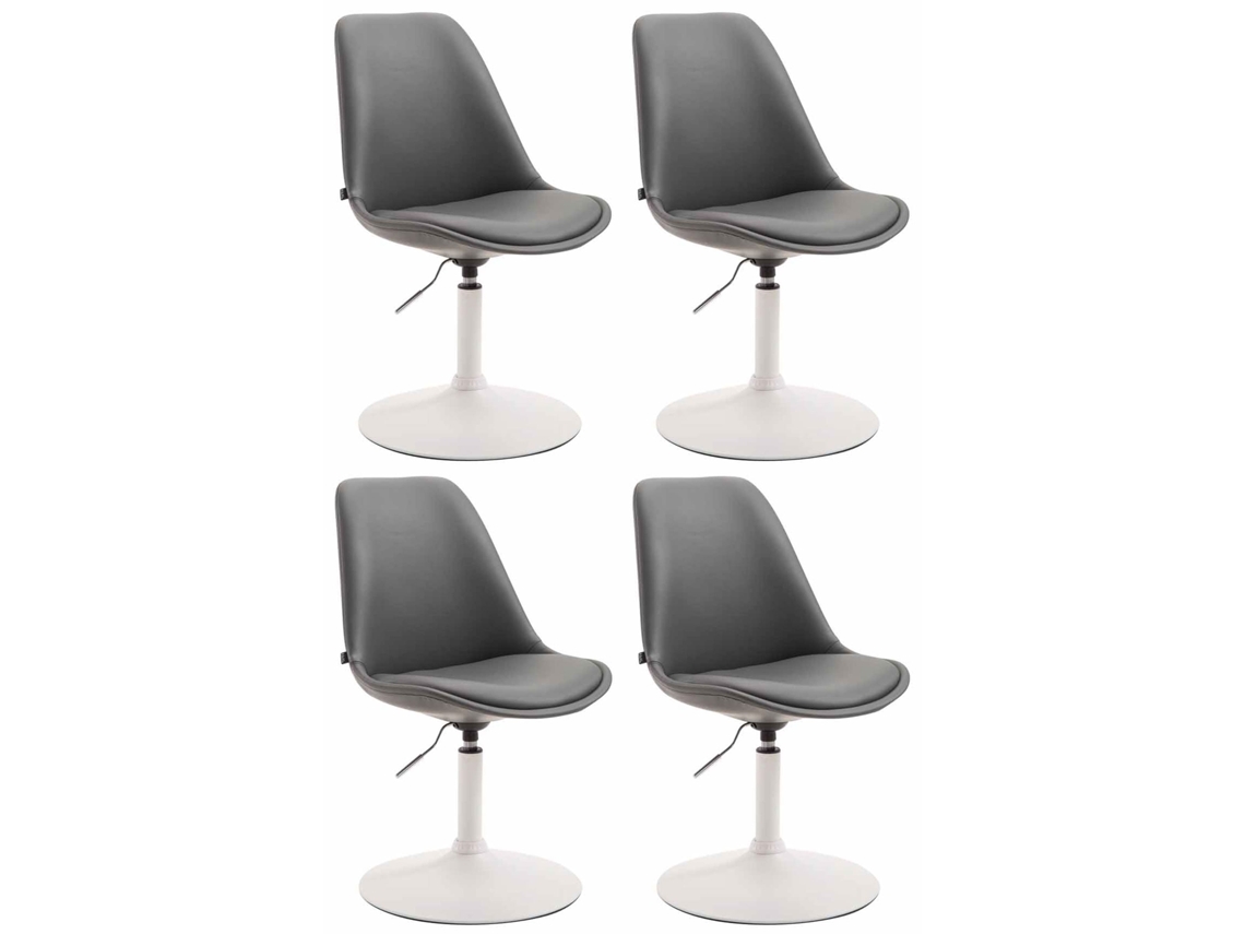 Juego de 4 sillas de comedor Maverick de piel sintética CLP gris/blanco