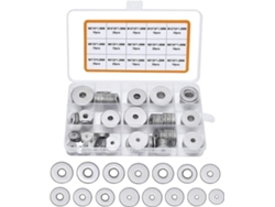 225 Piezas Arandelas Planas De Acero Inoxidable 304, Variedad M3 M4 M5 M6 M8 M10 M12 Con Caja (gris)