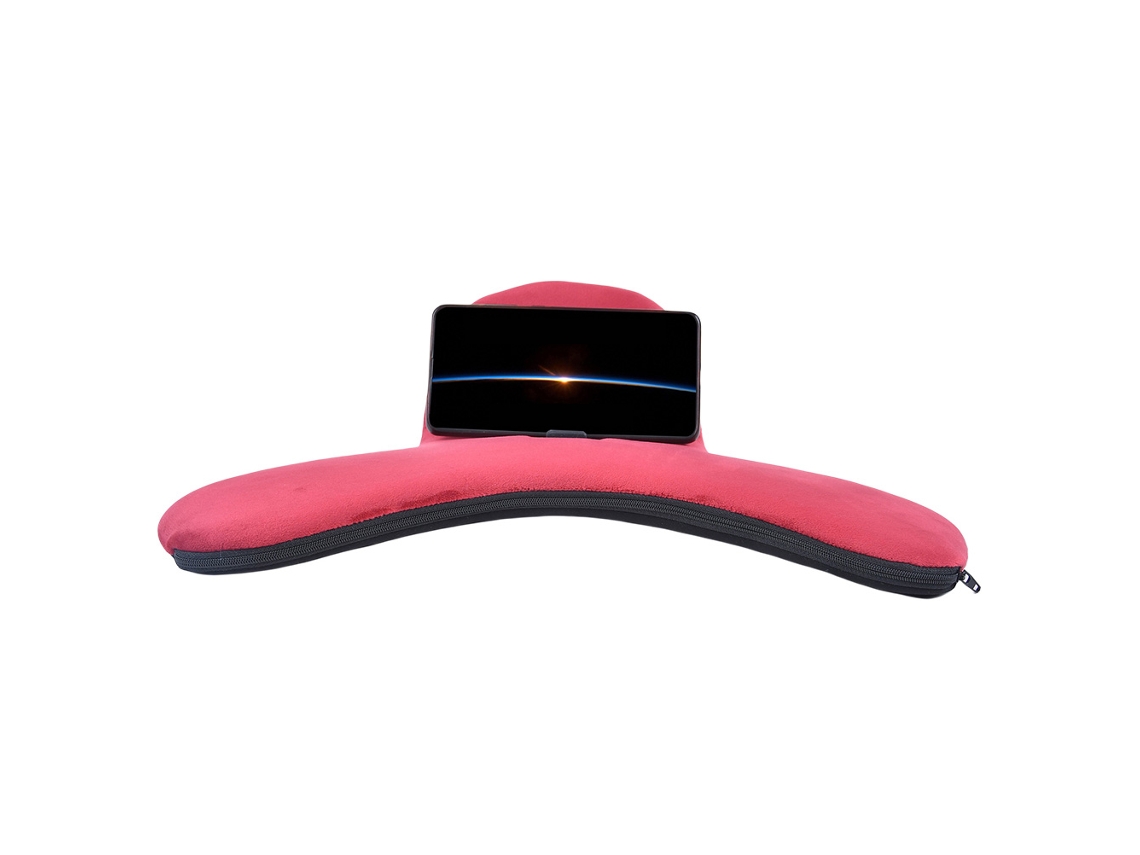 Soporte de almohada para tableta y teléfono móvil, suave y ajustable en múltiples ángulos, con luz dorada.