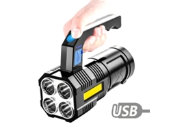 Linterna LED COB multifuncional de largo alcance, portátil y recargable