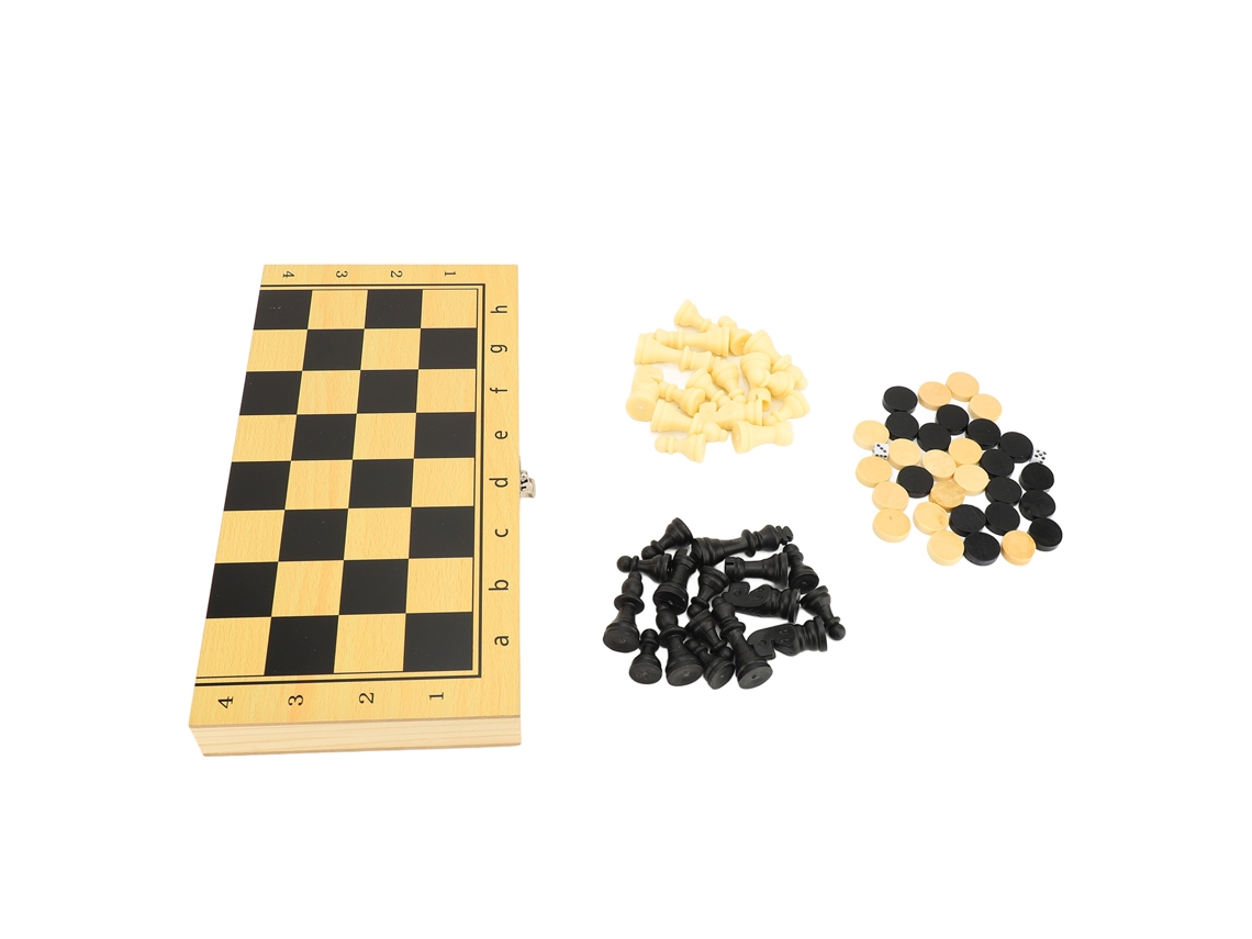 Juego De Ajedrez De Madera 3 En 1, Bandeja Plegable, Ajedrez Y Damas Portátiles, 29x29cm