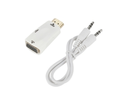 Cable Adaptador Hdmi A Vga Con Audio, Blanco, Compacto Y Fácil De Usar.