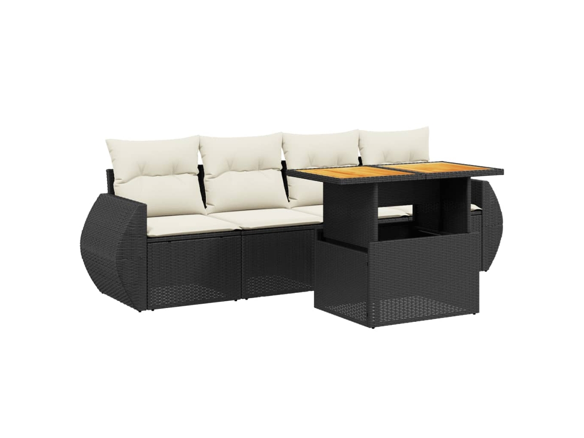 Maison Exclusive - Set De Muebles De Jardín 5 Pzas Y Cojines Ratán Sintético Negro