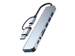 Hub Usb 8 En 1, 4 Puertos Usb, Lector De Tarjetas Tf/sd.