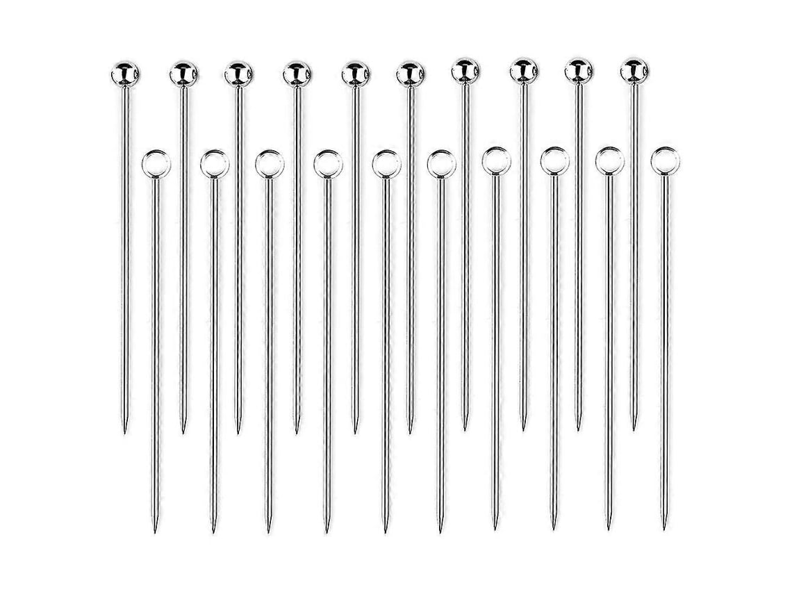 20 Brochetas De Acero Inoxidable 11cm Reutilizables Para Cócteles Frutas Comida Finger Antipasti Postres