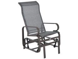 Mecedora De Jardín Metálica Con Asiento De Textileno, 60 X 75 X 104 Cm, Para Patio Y Balcón, Color Marrón.