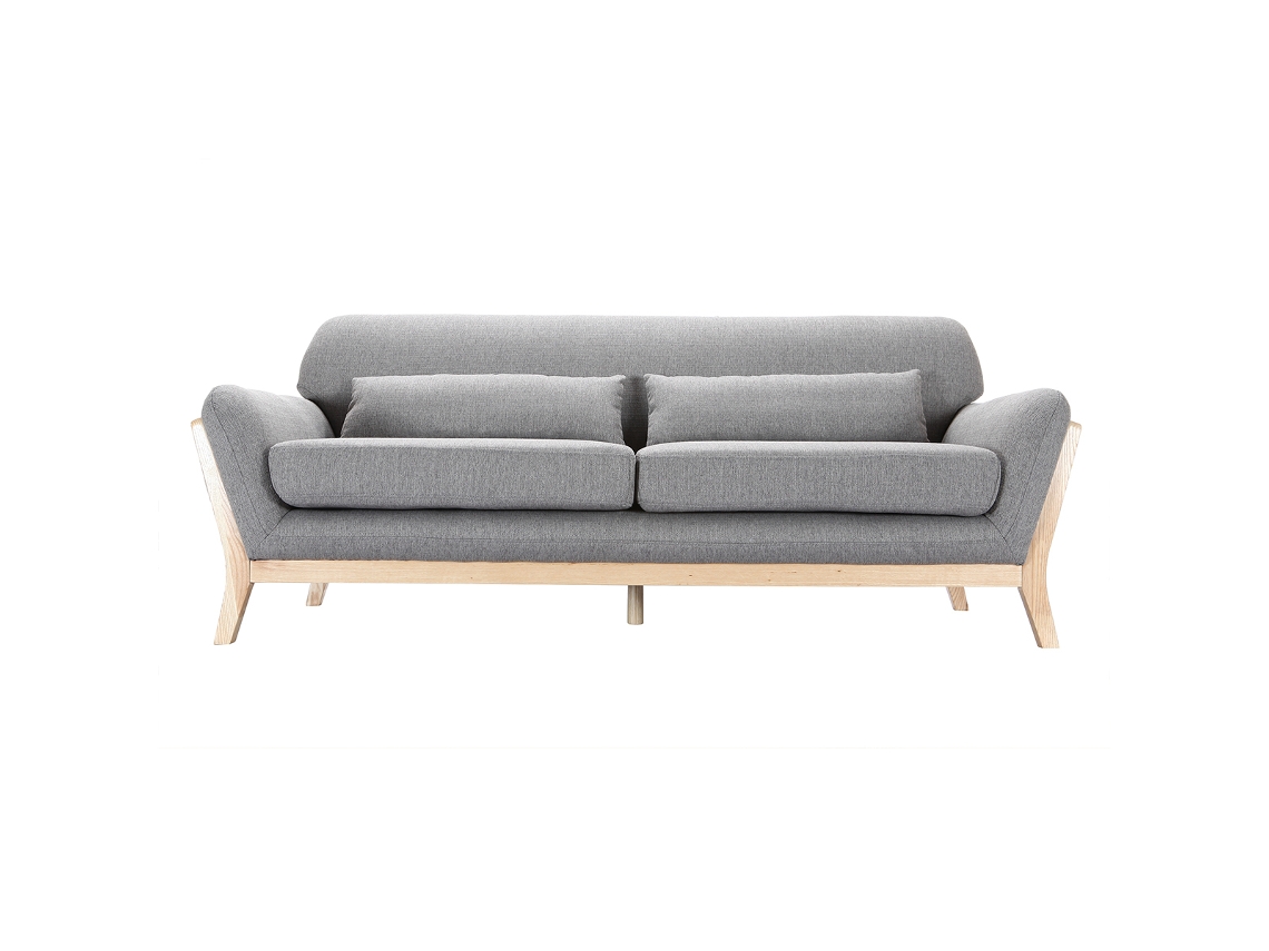 Sofá Escandinavo 3 Plazas Gris Patas Madera Yoko MILIBOO